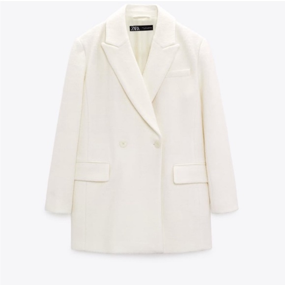 NWT Zara Wool Blend Ecru Coat - Picture 2 of 4